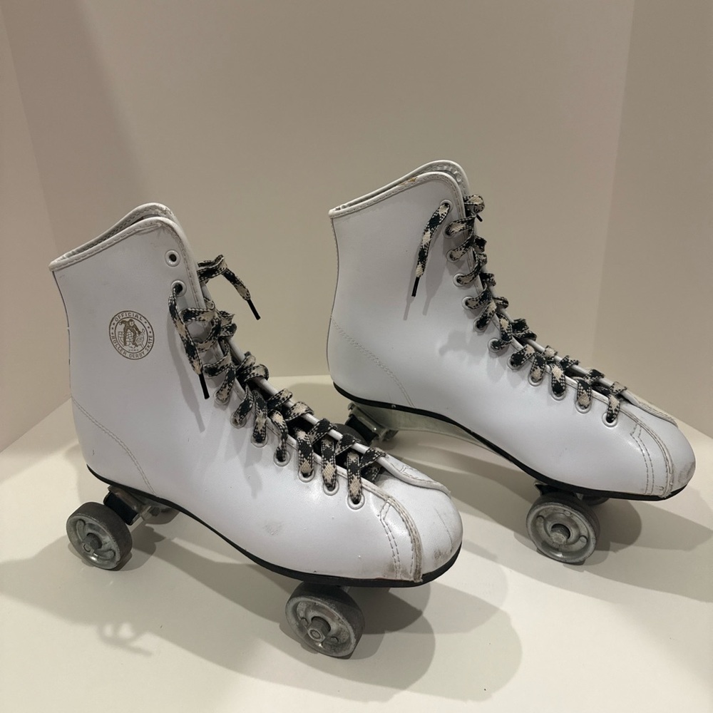 Vintage White Roller Skates Official Roller Derby 10.5” Sole‎ Retro Quad